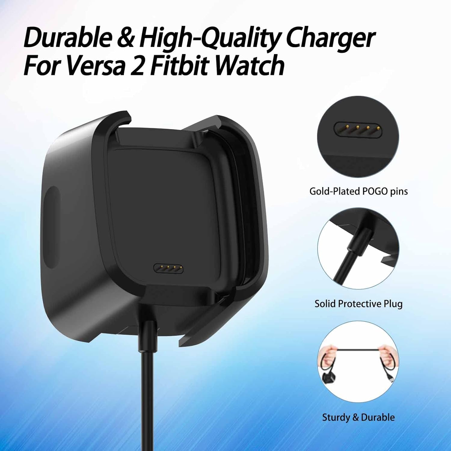 96CM Long Magnetic Charger for Fitbit Versa 2 Charger Only, 96Cm/3.3Ft Cord USB Charging Cable Dock for Fitbit Versa 2 Smartwatch Accessories
