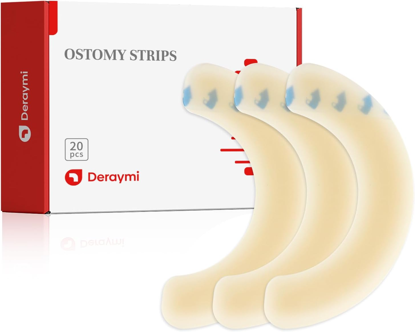 DERAYMI 20 PCS Ostomy Barrier Strips, 2 MM Thickness Elastic Colostomy Tape to Stop Leaks, Latex-Free Medical Grade Hydrocolloid Skin Flange Extenders Stoma for Colostomy Ileostomy Bags Pouches