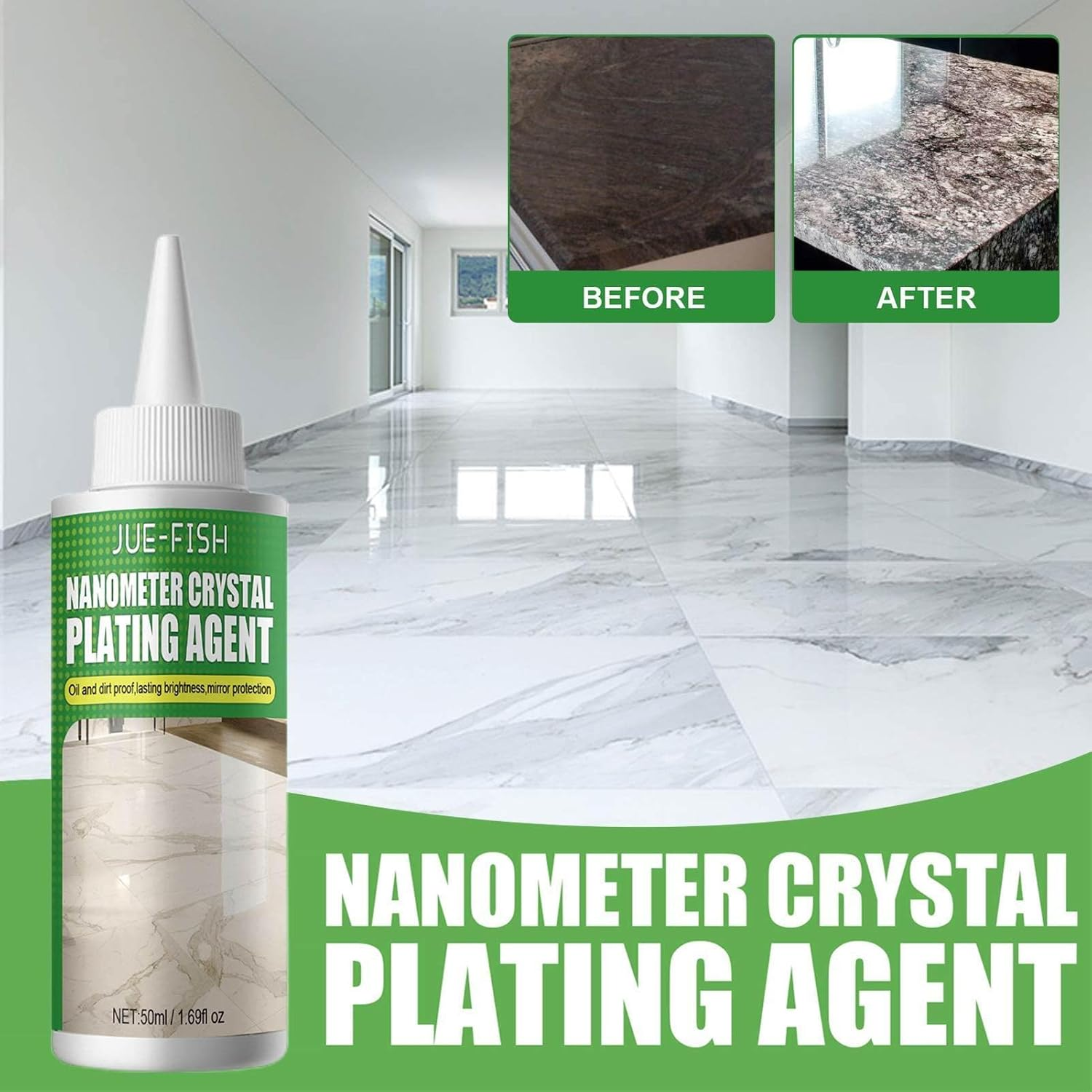 Stone Crystal Plating Agent | Marble Polishing Nano Crystal Liquid | Marble Nano Crystal-Plating Agent, Coating of Stone Nanocrystals | Tile Scratch Repair Brightening Restoration image number 5