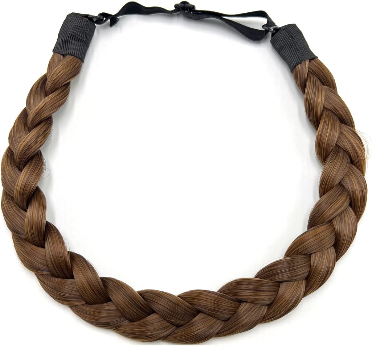 TOECWEGR Braided Headband 3 Strands Synthetic Hair Braided Headband Classic Chunky Elastic Hairpiece Women'S Beauty Accessories (Dark Brown-6A27) - Black/Brown image number 4