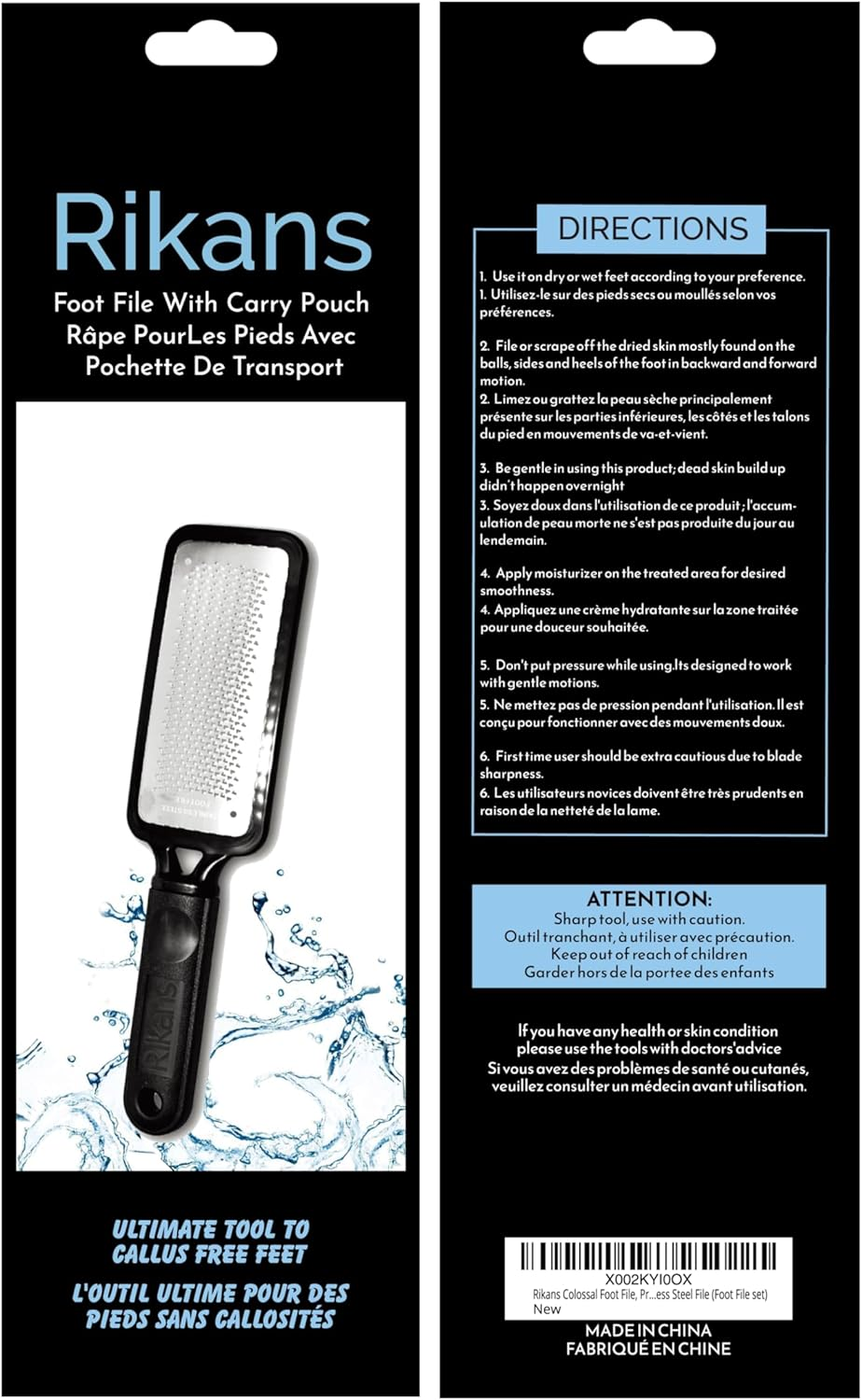 Rikans Colossal Foot File, Professional Foot Rasp Callus Remover, Foot Care Pedicure Tool to Remove Hard Skin,Can Be Used on Wet or Dry Skin, Surgical Grade Stainless Steel File (Foot File Set) image number 1