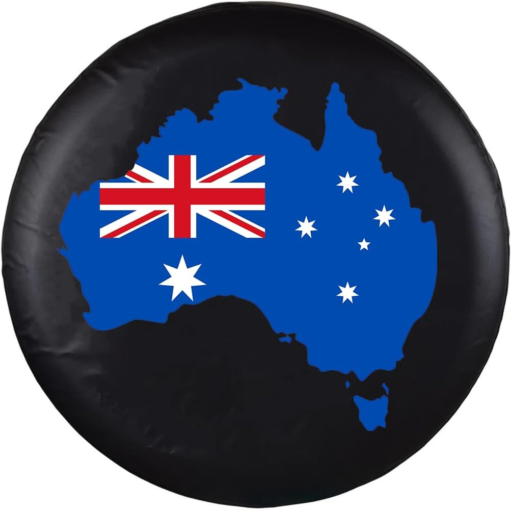 Spare Tyre Cover, Wheel Cover with Australia Flag PVC Leather Waterproof Dust-Proof Universal Fit for Jeep Trailer RV SUV Camper Vehicle (17 Inch) image number 4
