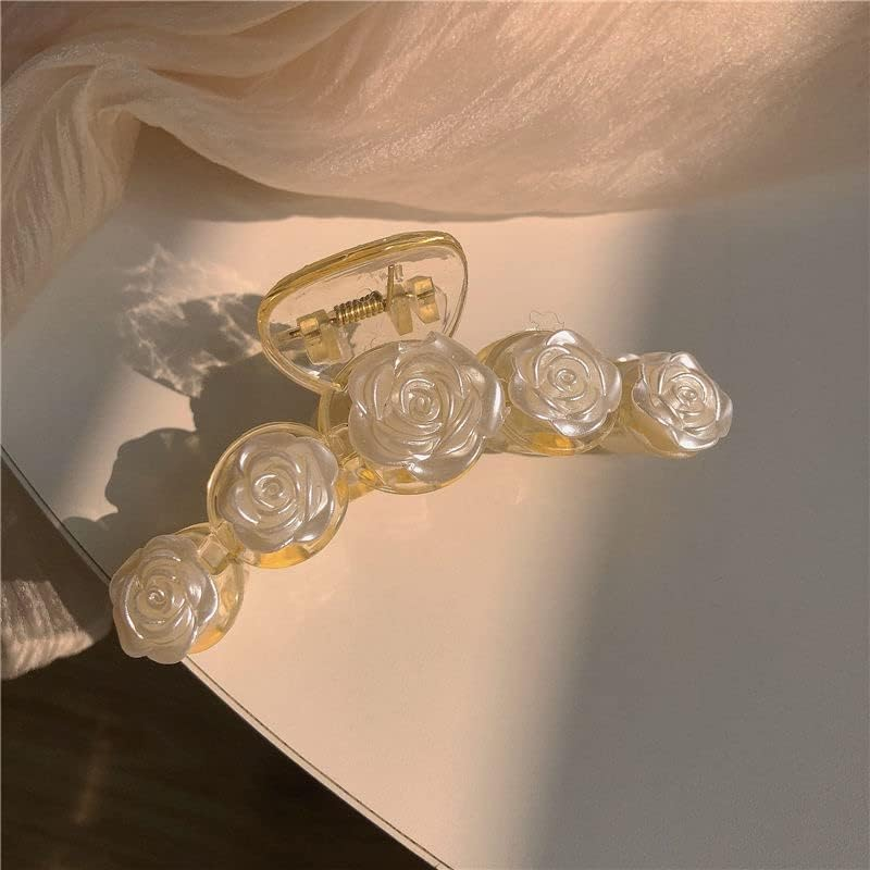 Hair Clips Flower Hair Clips Hair Accessories for Women Girls Women Kids 1 Piece Fashion Hair Claw Wedding Hair Styling Tools for Party Wedding Daily Training Beige image number 5