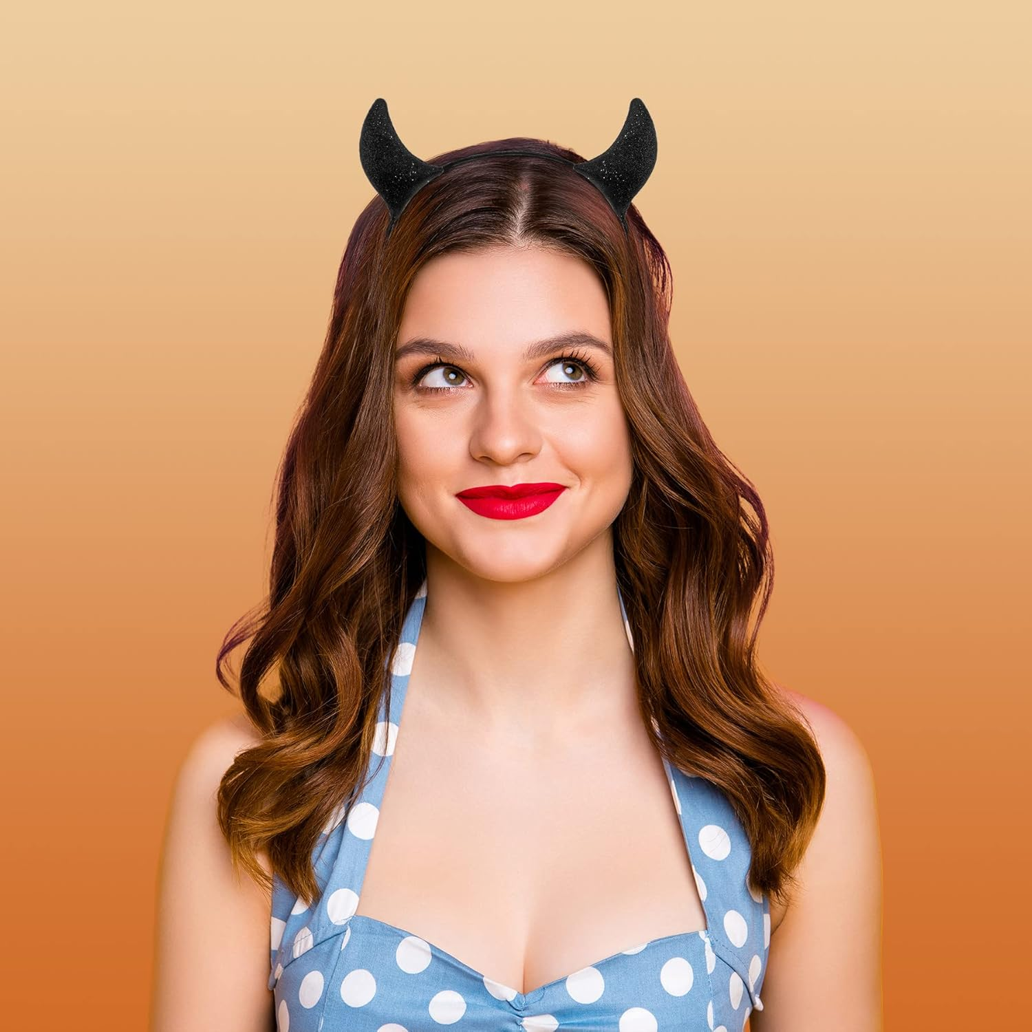 Glitter Devil Horns Headband - HKFUON Sparkly Halloween Devil Ears Headband Cute Sexy Hair Band Decorative Hoop Accessories