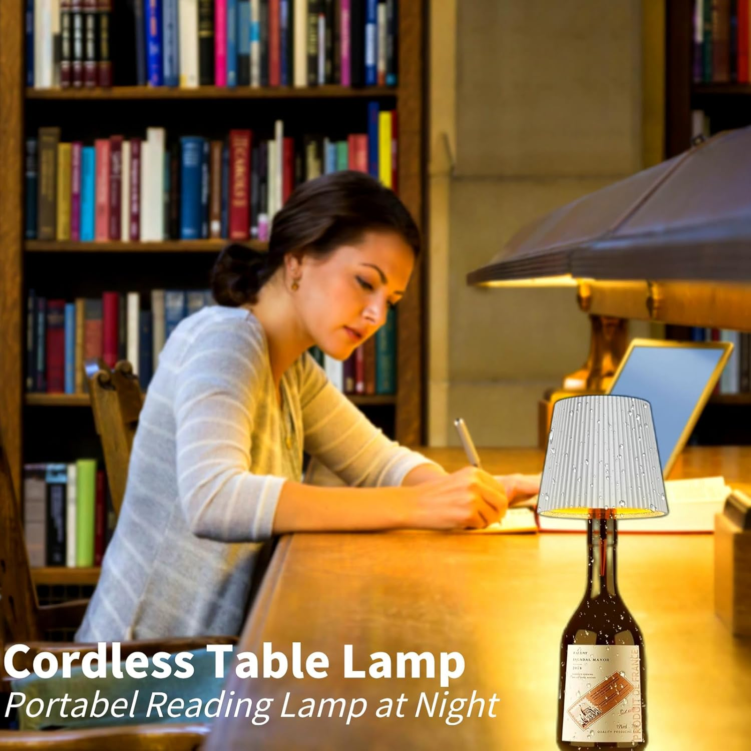 Brabola Wireless Bottle Lamp, Wine Bottle Lamp Kit for Liquor Bottles 3 Color Dimmable Battery Operated Rechargeable Table Lamp Shade for Restaurant, Home,Home, Office, Bar, Christmas (White) image number 6