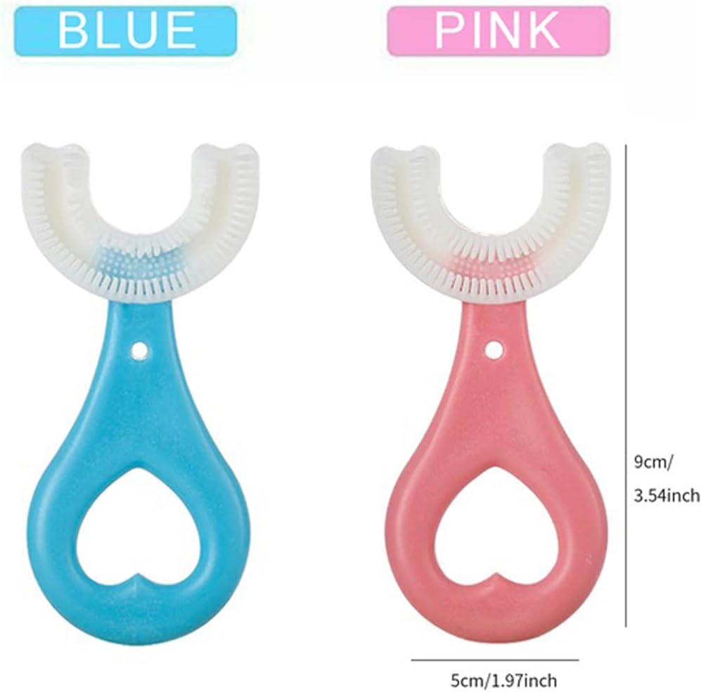 All Rounded Children U Shape Toothbrush for Children Aged 2-6 Years Old (Blue)