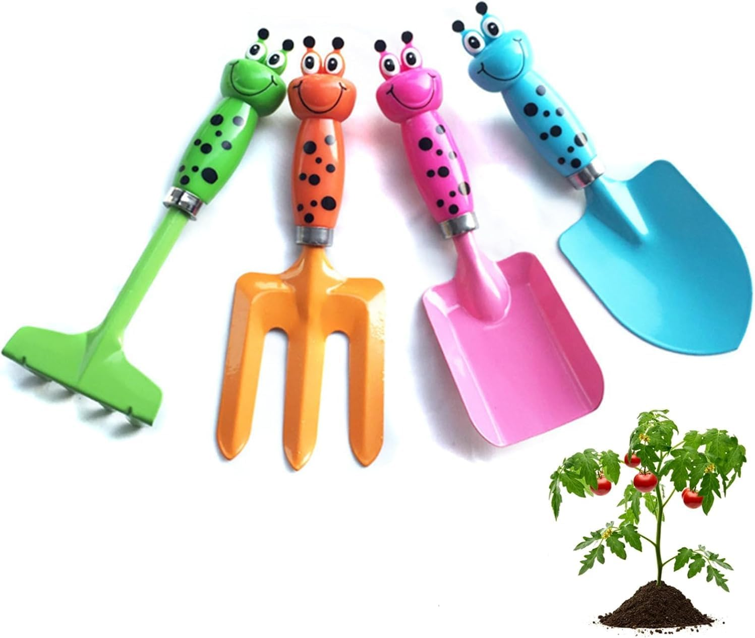 Garden Tool Set, 4-Piece Cartoon Animal Design, Includes Rake, Fork, Shovel in Multiple Colour image number 3