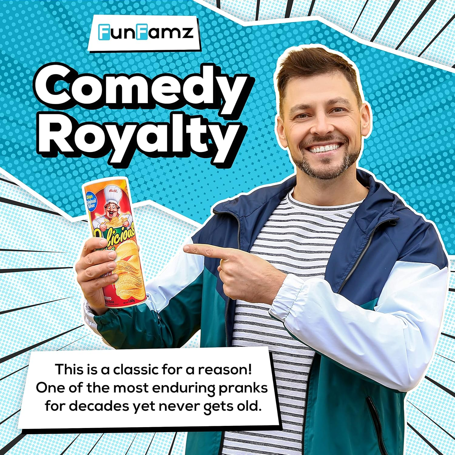 The Original Snake in a Potato Chip Can - Funny Classic Prank for Kids, Trick Gag Gift Toy & Scary Shock Spring Snake, Red Can image number 2