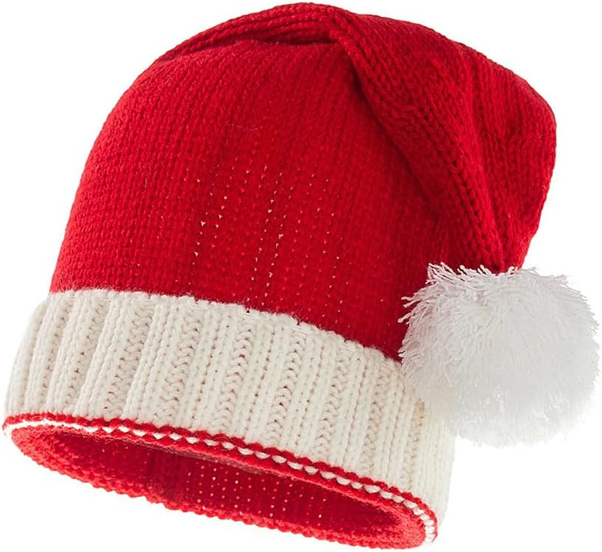 Kiwinvou Christmas Hat, Santa Hat, Parent-Child Knitted Xmas Holiday Hat Warm Soft for Adults Kids image number 3