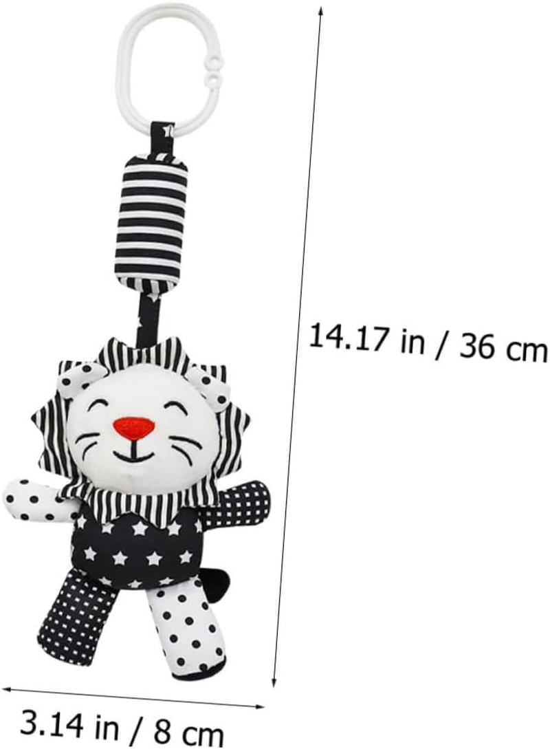 Milisten Black and White Crib Pendant Rattle for Newborns Early Education Plaything with Wind Chime Sound Visual and Hearing Development Cartoon Animal Design for Cot image number 5