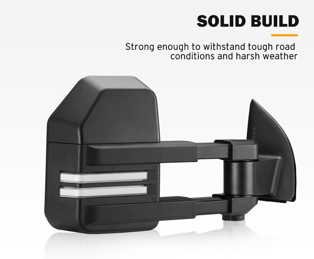 SAN HIMA Pair Towing Mirror Fits Ranger Wildtrak MK PX PX2 PX3 XL XLT XLS 2012-MY2022 - Extendable Manually Foldable Side Mirror 19CM Split View image number 2