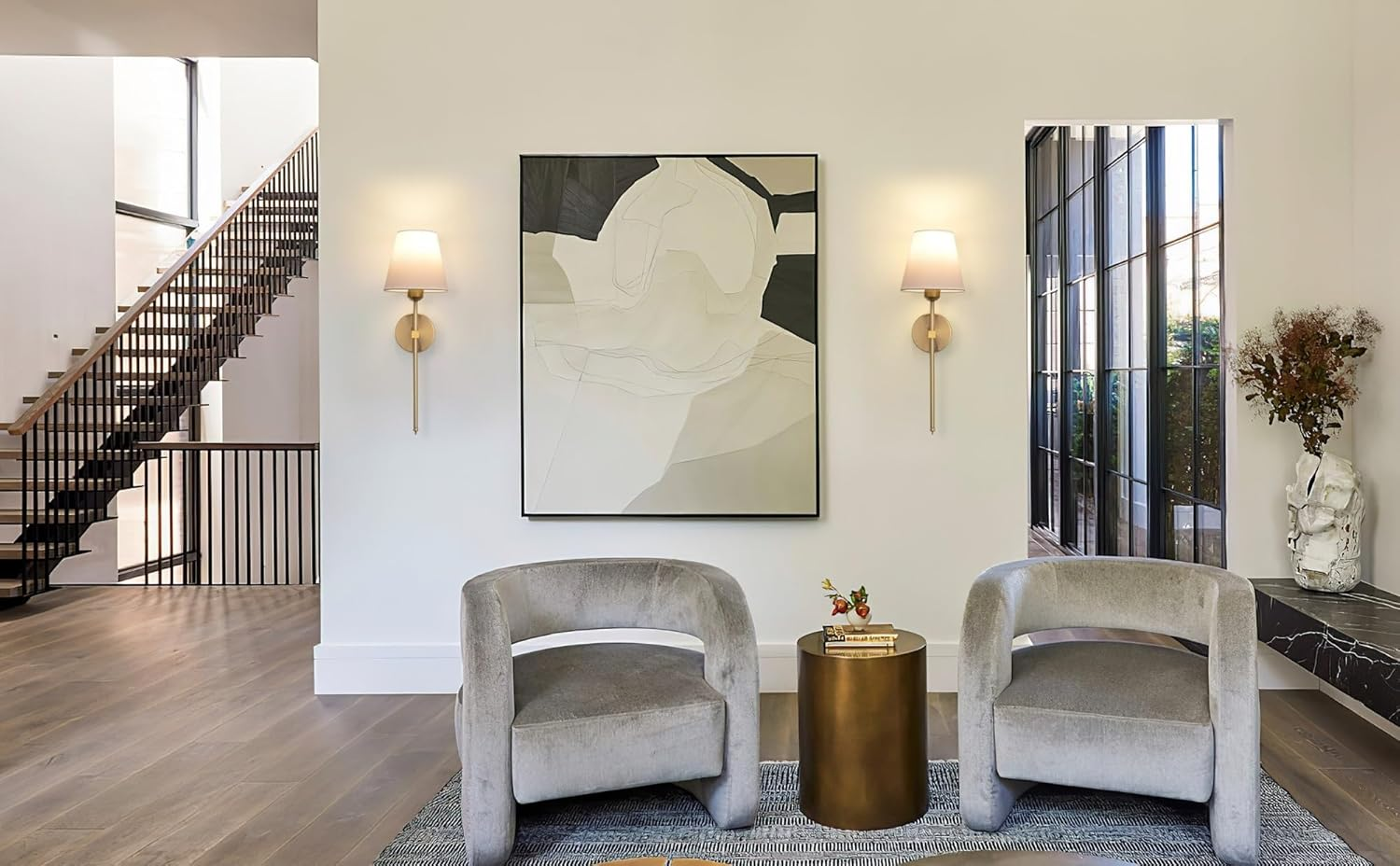 Wall Sconces Lights, No Wiring Required for Installation Sconces,Remote Control, Dimmable, Farmhouse Lamp, Battery Operated for Bedroom Mirror Living Room (Color : Gold), Set of 2