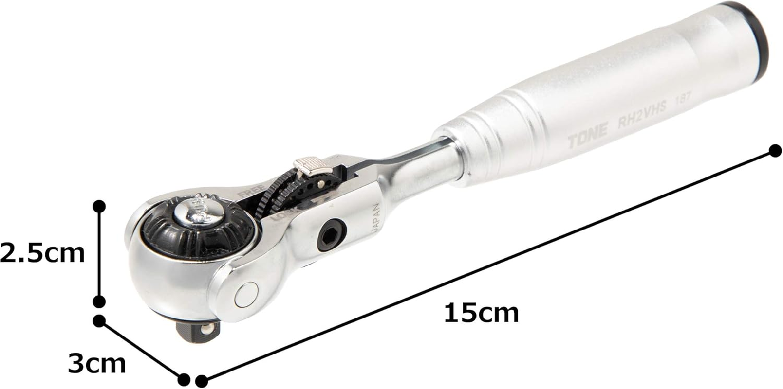 TONE Short Swivel Ratchet Handle (Hold Type) RH2VHS Drive 0.25 Inch (6.35 Mm) (1/4 Inch) image number 3