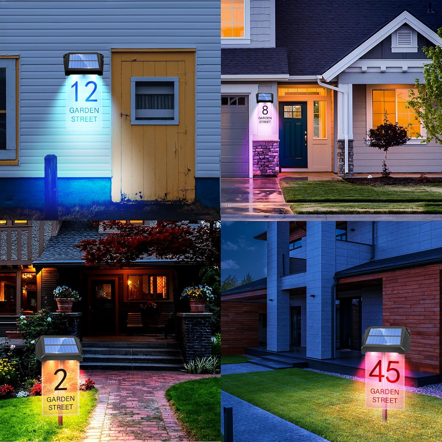 TOTHDATE Solar House Number Illuminated, 10 Colours, Personalised House Number Sign, Illuminated, 1200 Mah, IP65 Waterproof Address Board for Wall Floor - 10 Colours image number 4
