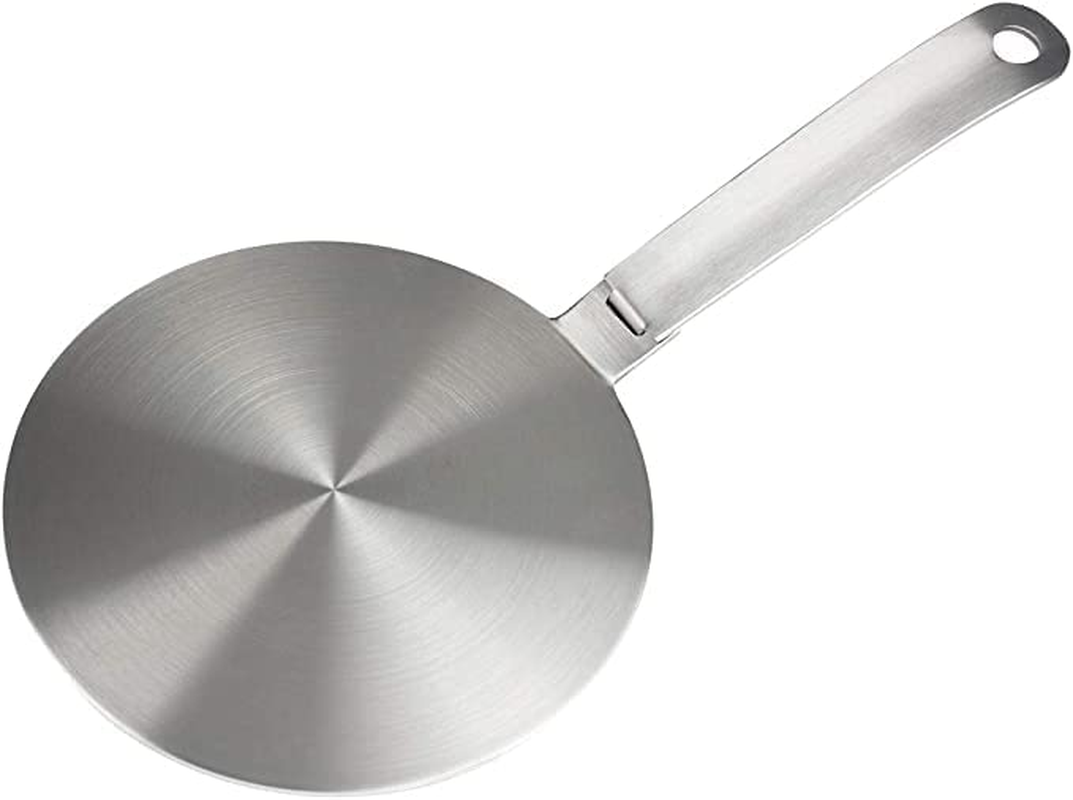 2020 Newest Heat Diffuser Stainless Steel Induction Adapter Plate Removable Handle Coffee Milk Cookware Induction Hob Heat Cooking Diffuser for Electric Stove 5.5Inch image number 5