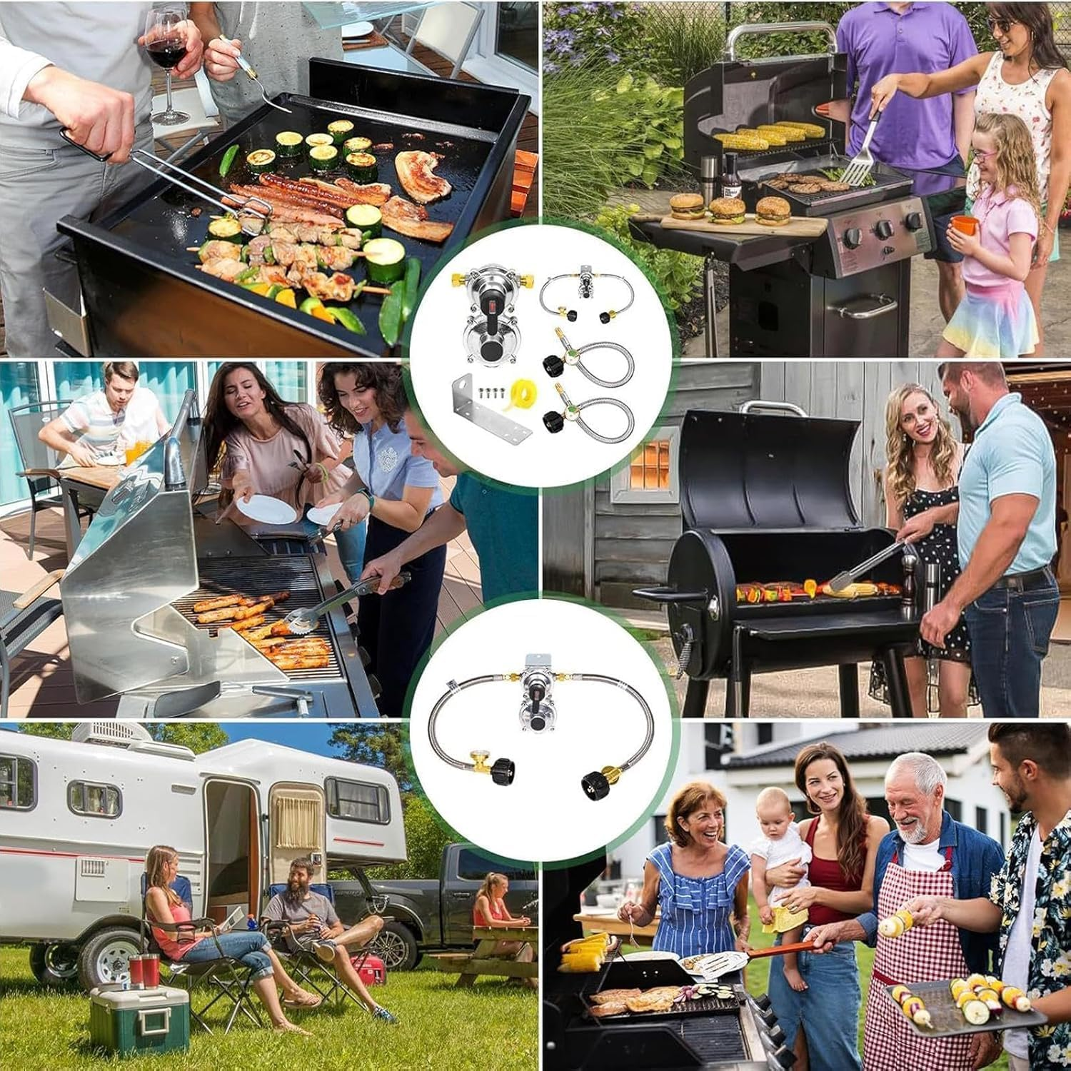 2 Stage Propane Regulator | Trailer Propane Regulator with 18 Inch Hose - Automatic Changeover 2-Stage Adapter with Gauge for Travel House Grill Trailer image number 2