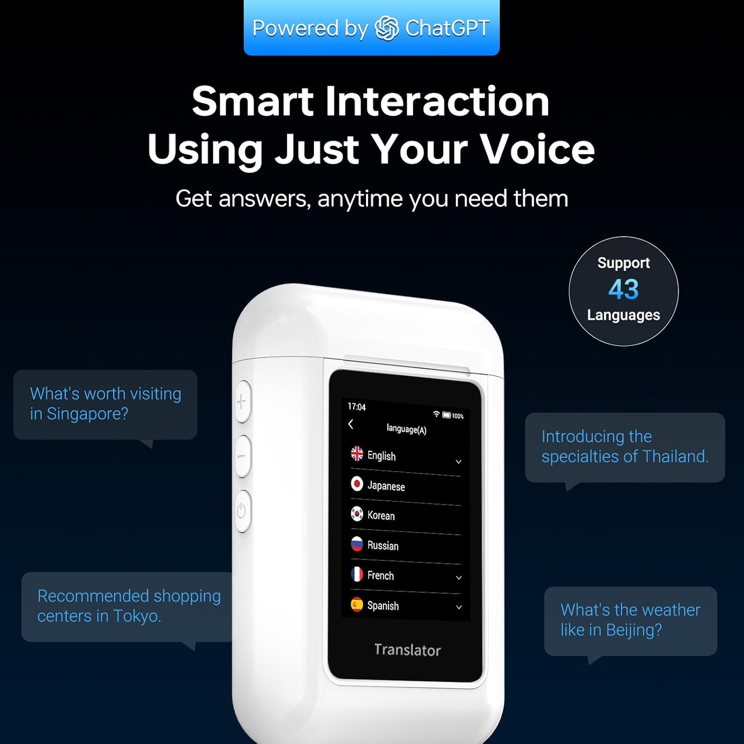 ANFIER A8 AI Translation Earbuds Real Time, Chatgpt Translator Device in 144 Languages, Audifonos Traductores Ingl&eacute;s Espa&ntilde;ol Real-Time No APP Required, Offline Language Traductor for Travel (White) image number 6