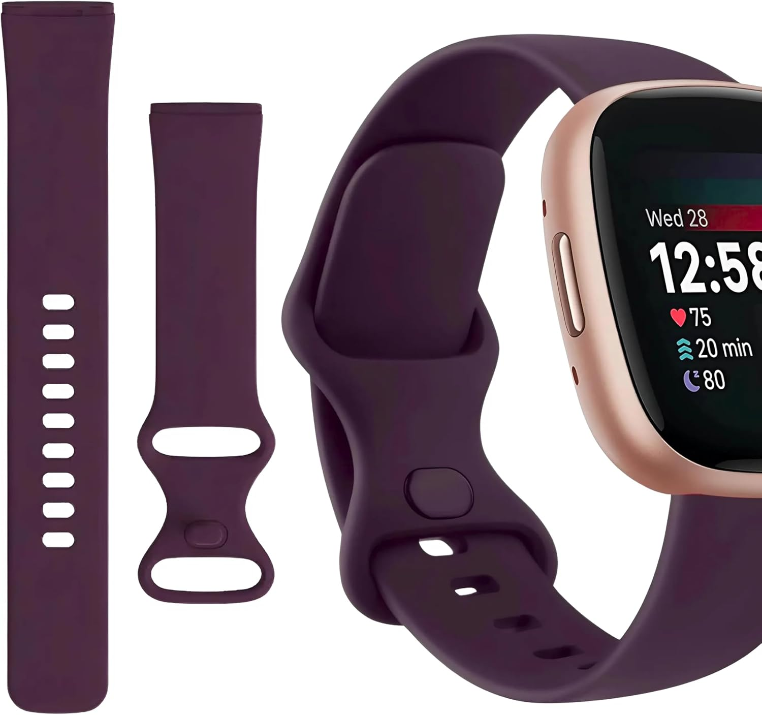 EZONEDEAL Band Strap for Fitbit Versa 3/Sense Strap Replacement Bands in Soft Silicone, Sweat Resistant