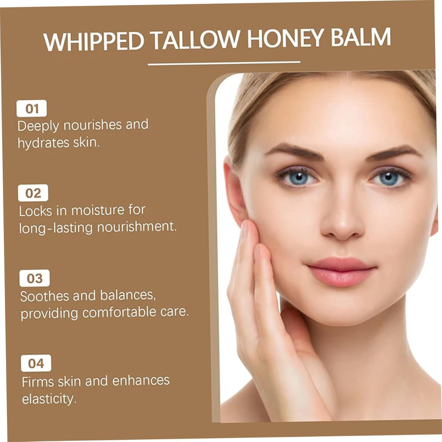 Beef Tallow for Skin - Organic Grass Fed Whipped Moisturizer with Honey Balm, Natural Hydrating Cream for Face & Body, Relief for Dry & Sensitive Skin image number 3