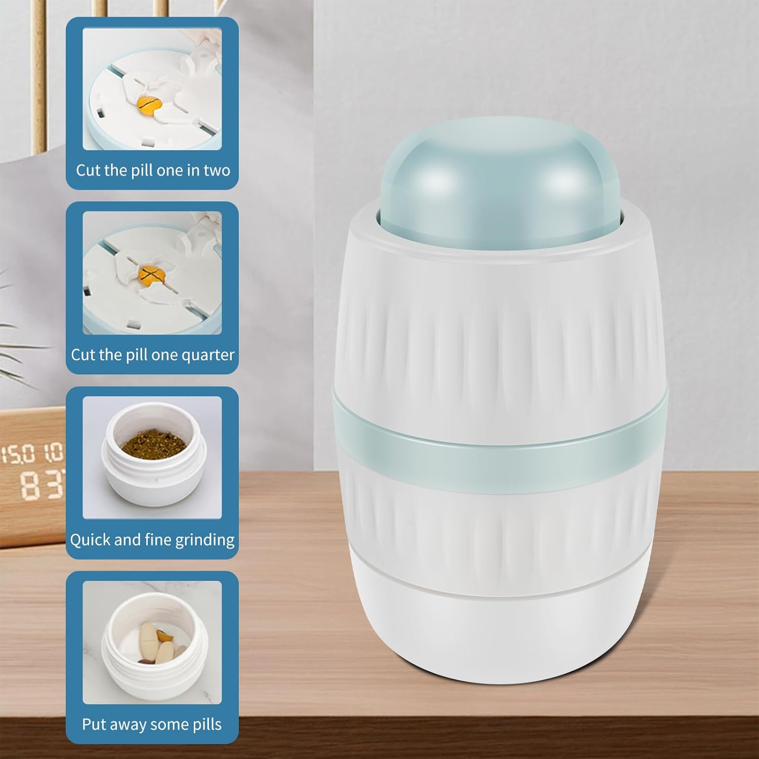 4 Functions Pill Cutter with Stainless Steel Blade Portable Pill Crusher Compact Pill Organizer for Small and Tiny Pills (Blove) image number 4