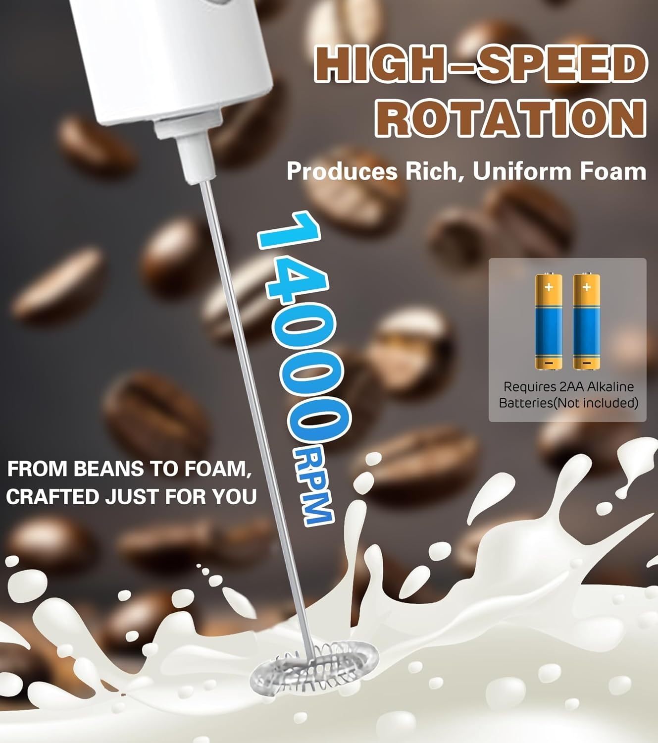 Milk Frother Handheld Powerful Mixer Mini Hand Blender for Perfect Lattes, Cappuccinos More-Portable Stainless Steel Whisk, Ideal for Frappe, Hot Chocolate, Coffee Creamer&Matcha - Pink image number 3
