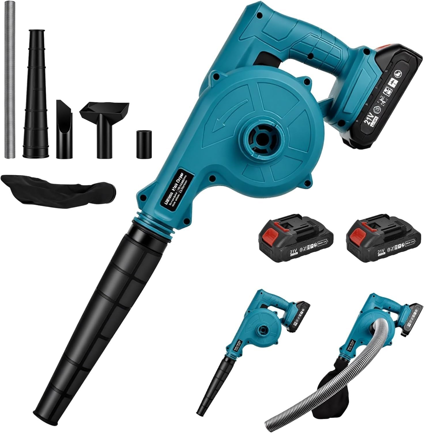 Advwin Cordless Leaf Blower & Vacuum, 2-In-1 Electric Leaf Blower with 2 Lithium Batteries & Charger, Portable Yard Blower for Patio, Lawn, Dust Cleaning image number 6