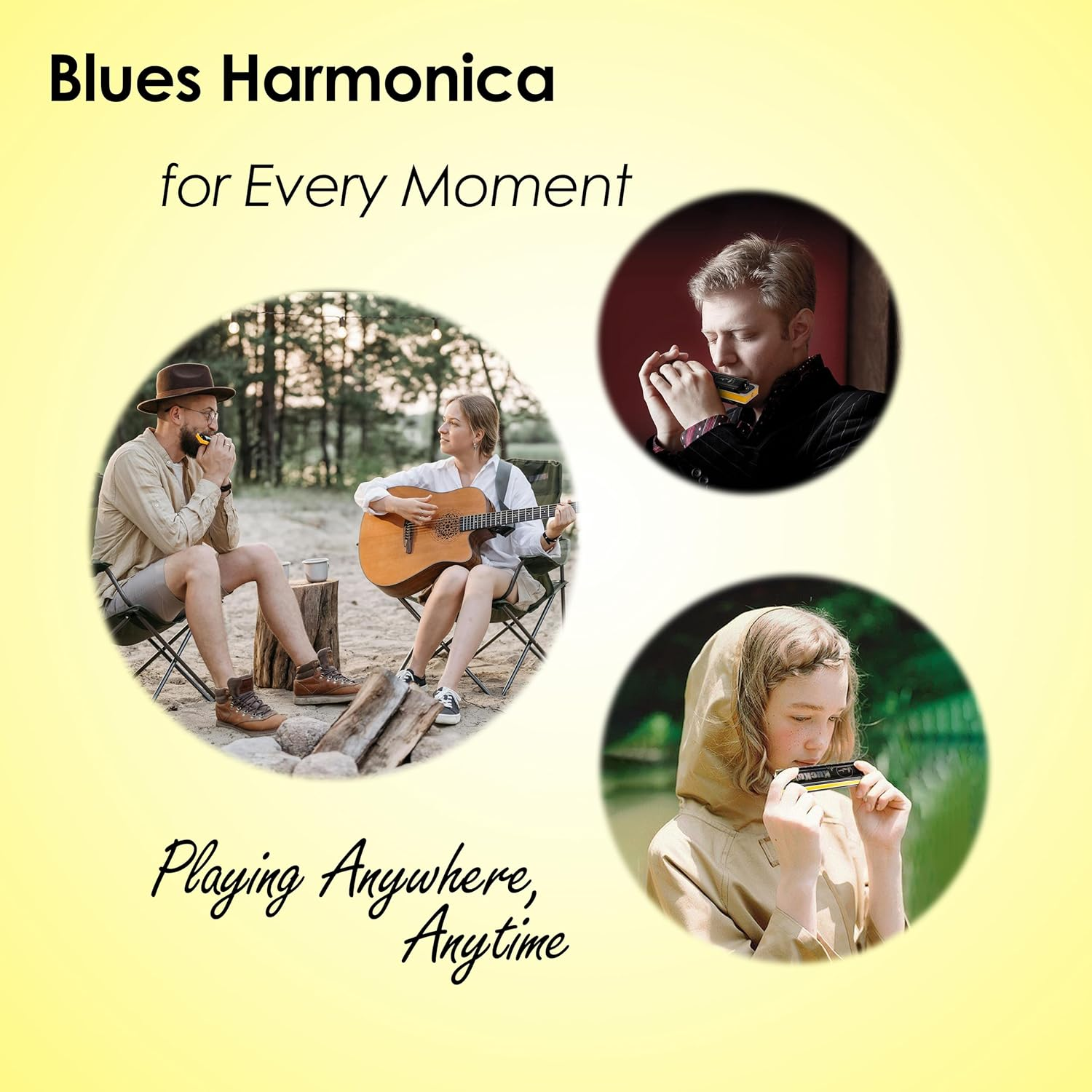 Diatonic Harmonica of a Flat Key,Blues Mouth Organ 10 Hole 20 Tones, Reed of Phosphor Bronze, ABS Combo, Easy-Clean Cover,10 Hole Blues Harp for Adult, Beginner - Black Ab image number 4