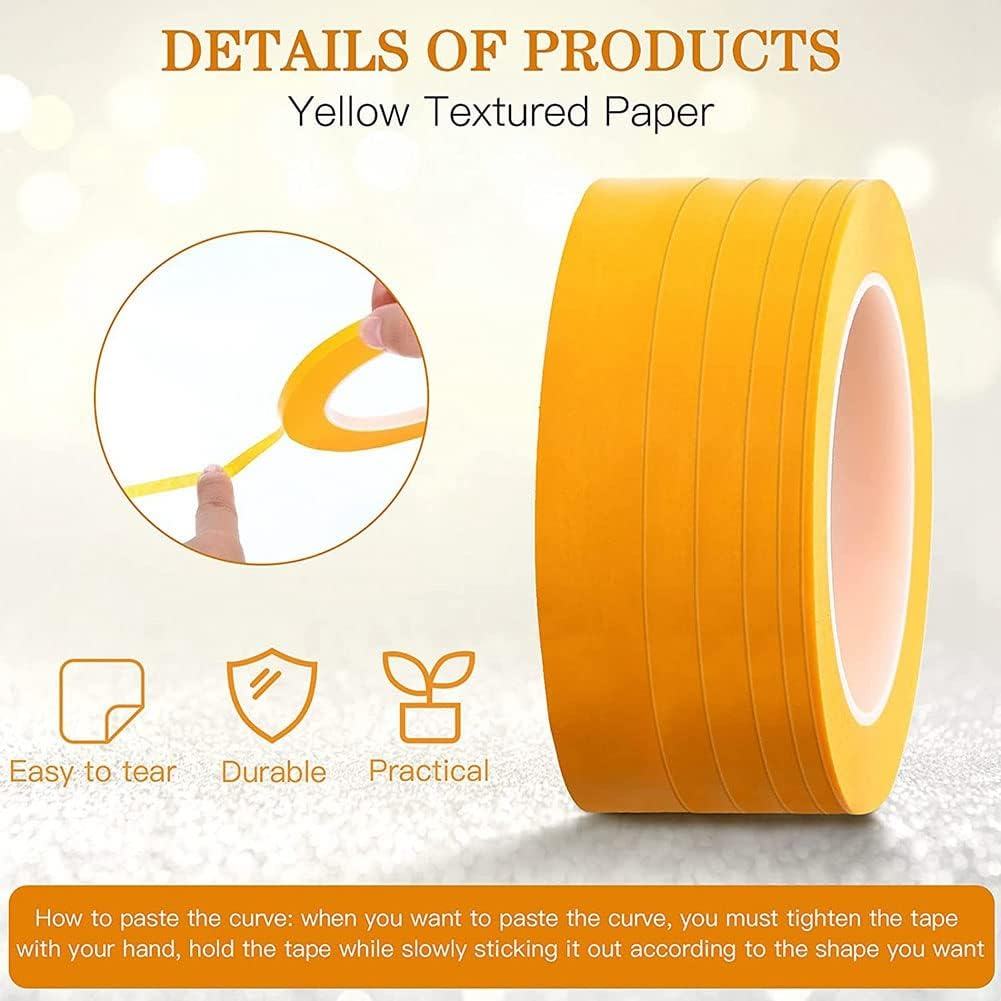 Jingfei 6 Tape 1/16,7/10,1/8,1/4,1/2,3/4 Inch X 55Yard, Fineline Masking Tape, Painters Automotive Masking Tape image number 1