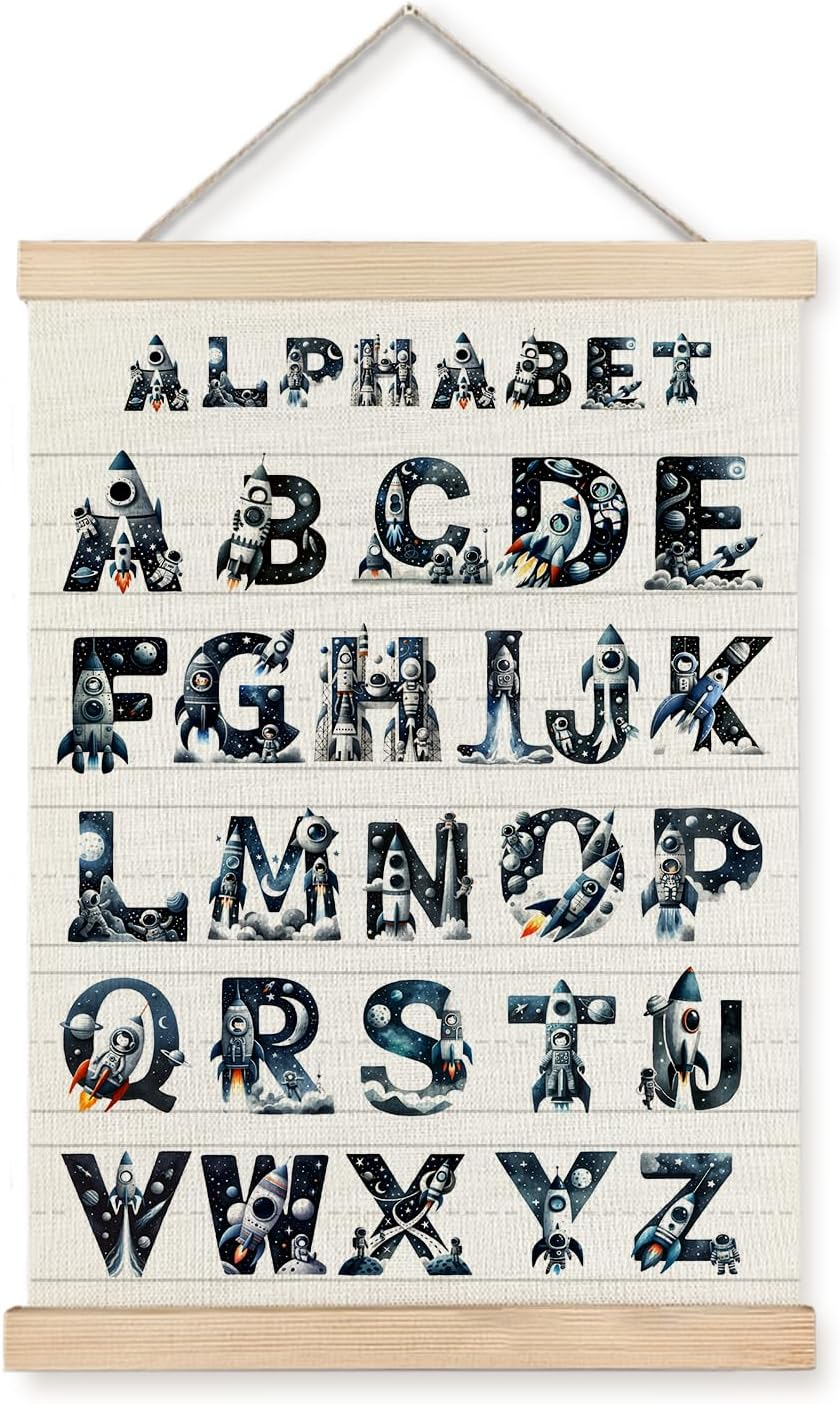 LUVADIAN Asl Alphabet Poster Hanger Frame,Sign Language Poster,Alphabet Posters for Classroom Wall,Sign Language Book for Kids,Toddler Learning Posters for Nursery Kids Room,12X16 Inches