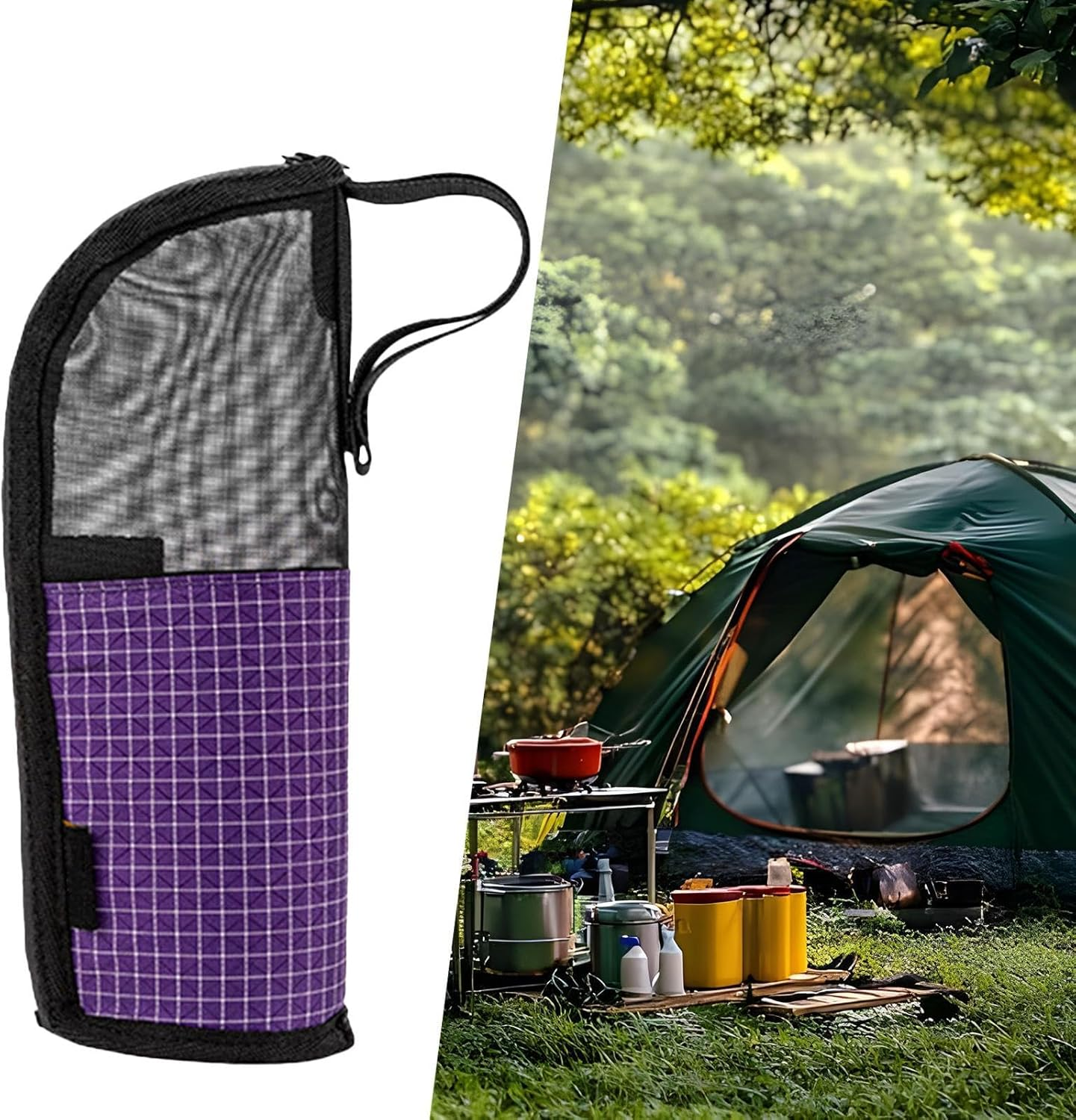 Cutlery Pouch for Camping - Cutlery Storage Bag | Thick Compact Utensil Gadgets Pocket for Fork Chopsticks Picnic Camping Outdoor Hiking BBQ image number 2