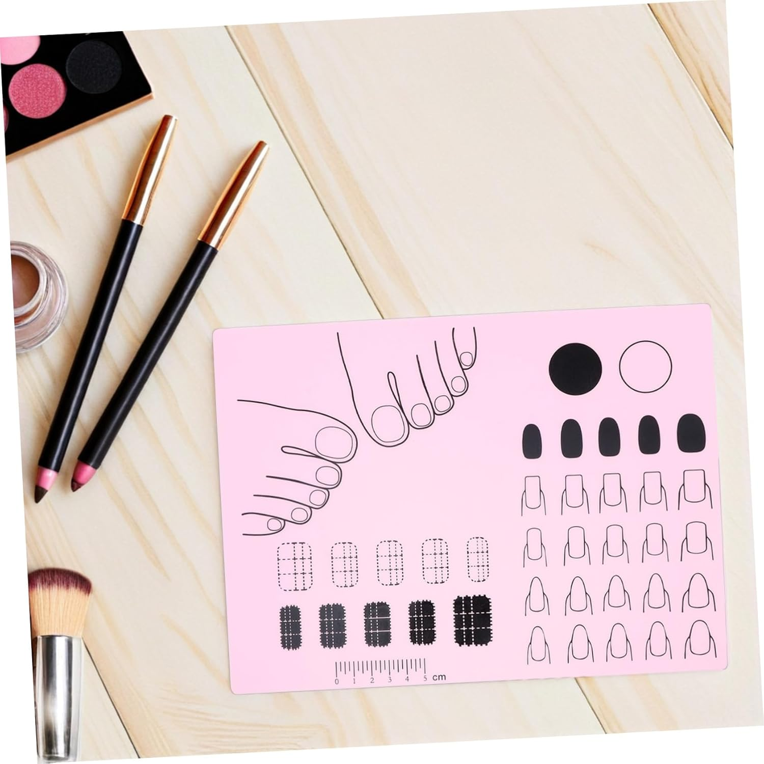 DECOMELODY 2Pcs Silicone Nail Art Practice Mat for Manicure Training Reusable High Precision Coloring Stamping Pad Lightweight Portable Nail Supplies for Beginners and Professionals image number 1