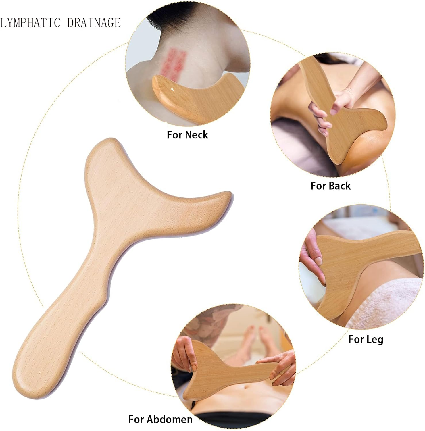 MYTOAU 2 Pcs Wooden Gua Sha Tools Lymphatic Drainage Tool, Wood Therapy Massage Tools for Maderotherapy, Anti-Cellulite & Muscle Release image number 4