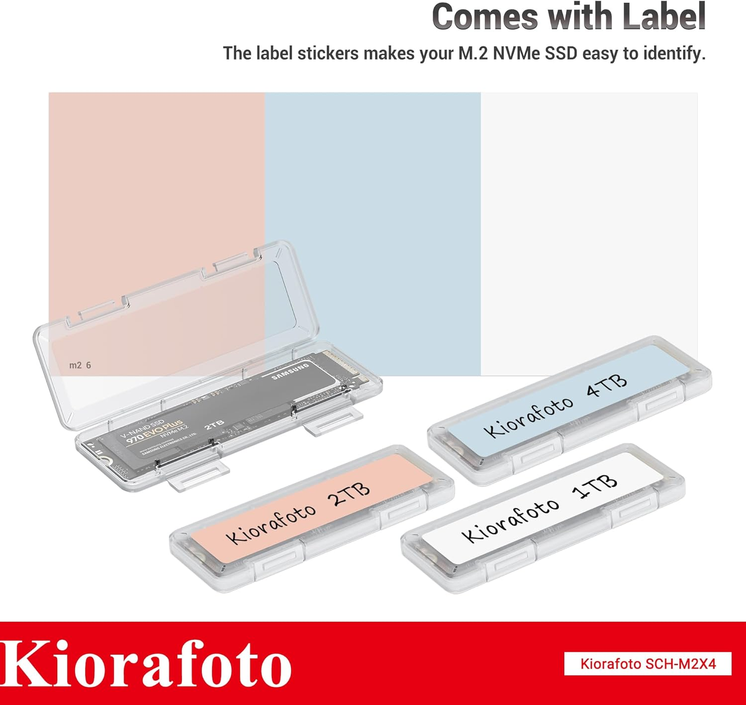 4 Pack Clear Plastic M.2 2280 2260 2242 2230 SSD Case, Portable M.2 Nvme SSD Case Protective Box M.2 2280 Holder Storage with Label, Individual M.2 Drive Storage Case Anti-Static & Shockproof image number 2