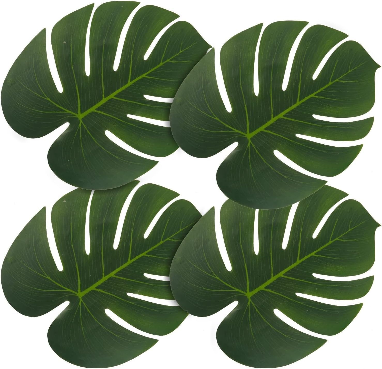 ATFL Artificial Palm Leaves, 50 Pcs Big Leaf Placemats, Green, 13.38" X 11.4", Tropical, Large-Leaf, Reusable, Home Decor image number 3