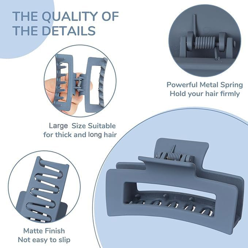 6-Piece Oversized Hair Clip Set, Suitable for Women with a Lot of Hair, Strong and Sturdy Grip Clip, 6 Colors Matte Durable, 5 Inches image number 2