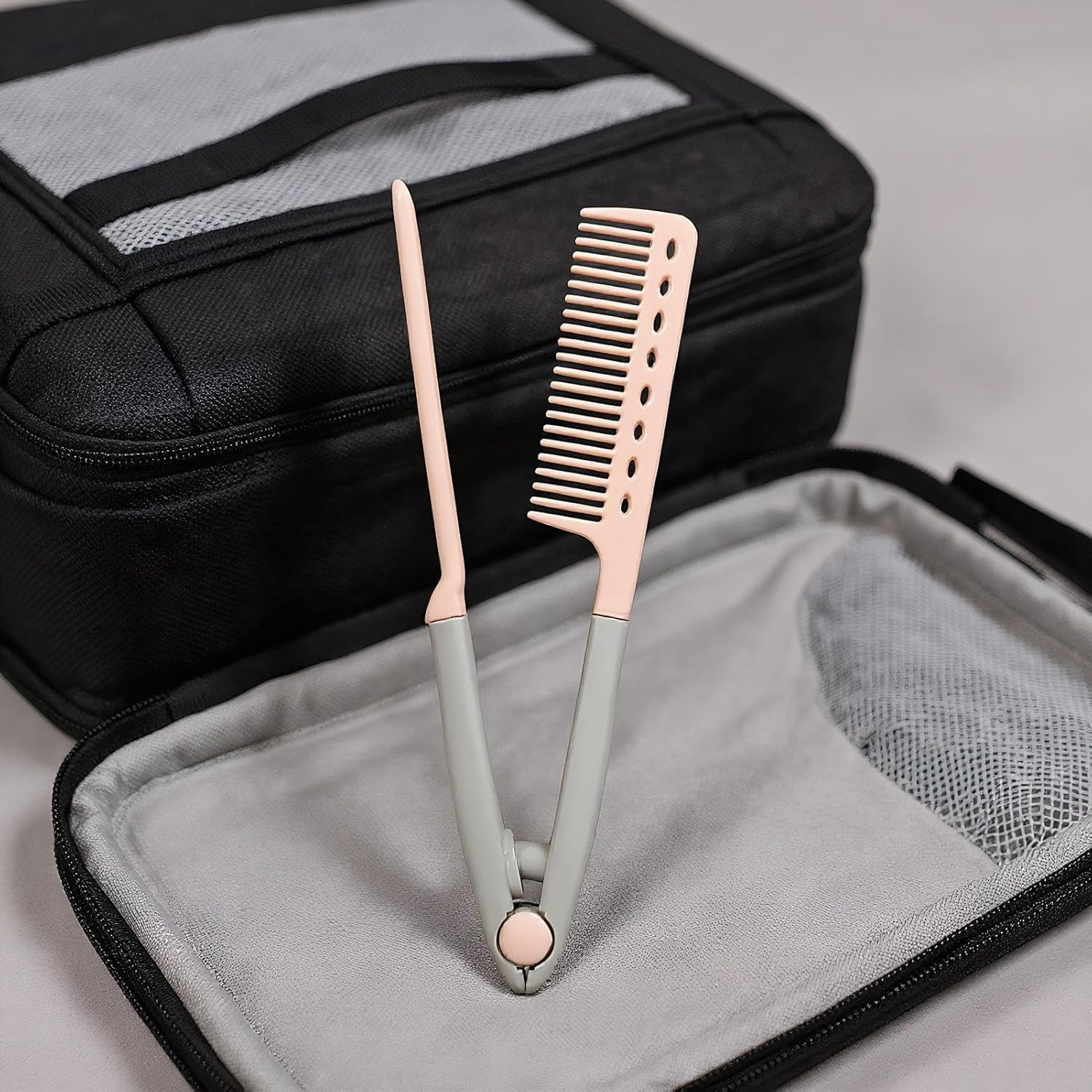 2 Pack V Shape Hair Straightening Combs Set, Flat Iron Comb Attachment Combs for Beautiful Tresses, Portable Hair Straightener Comb for Women'S Styling - Blue image number 2