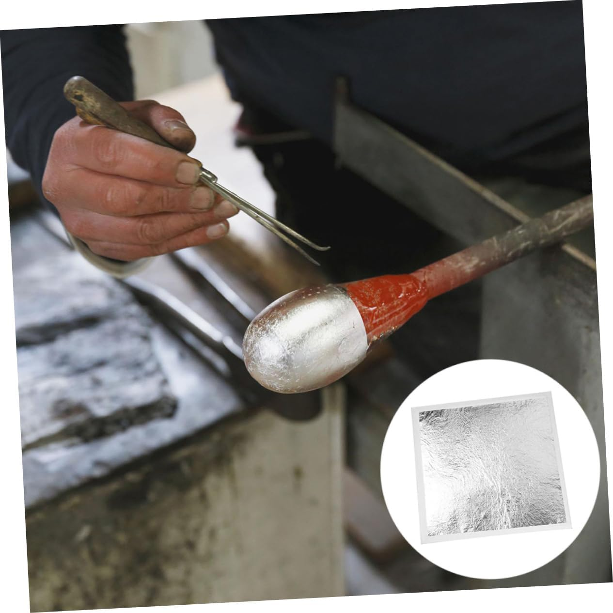 Jojofuny 200Pcs Silver Foil Leaves for Art Crafts Gilding Foil Decorations Square Design image number 5