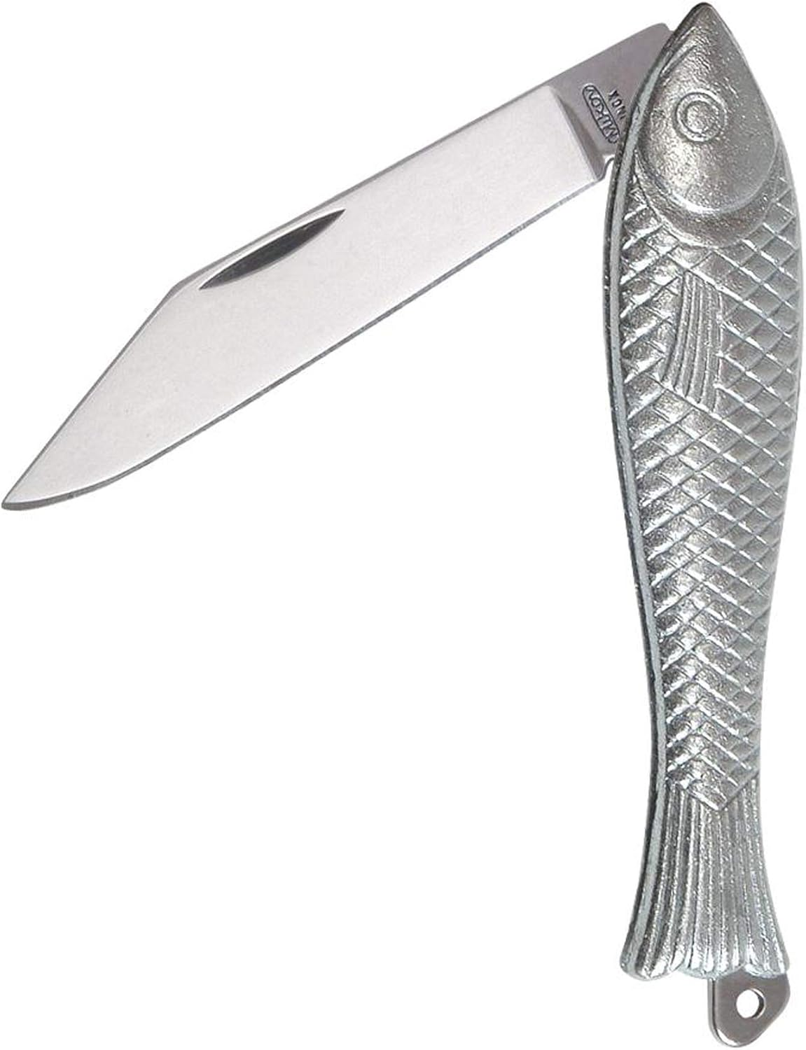 Mikov Fish Folding Knife2Instainless Bladesculpted Chrome Handle 130-NZN-1 image number 2