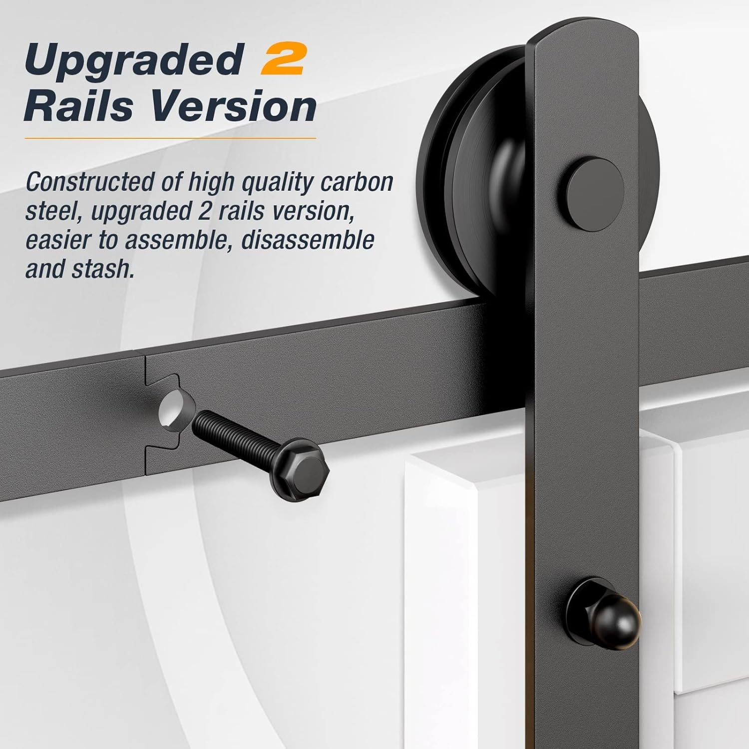 2M Heavy Duty Sliding Barn Single Door Hardware Kit Damper Track Rail Roller System image number 3