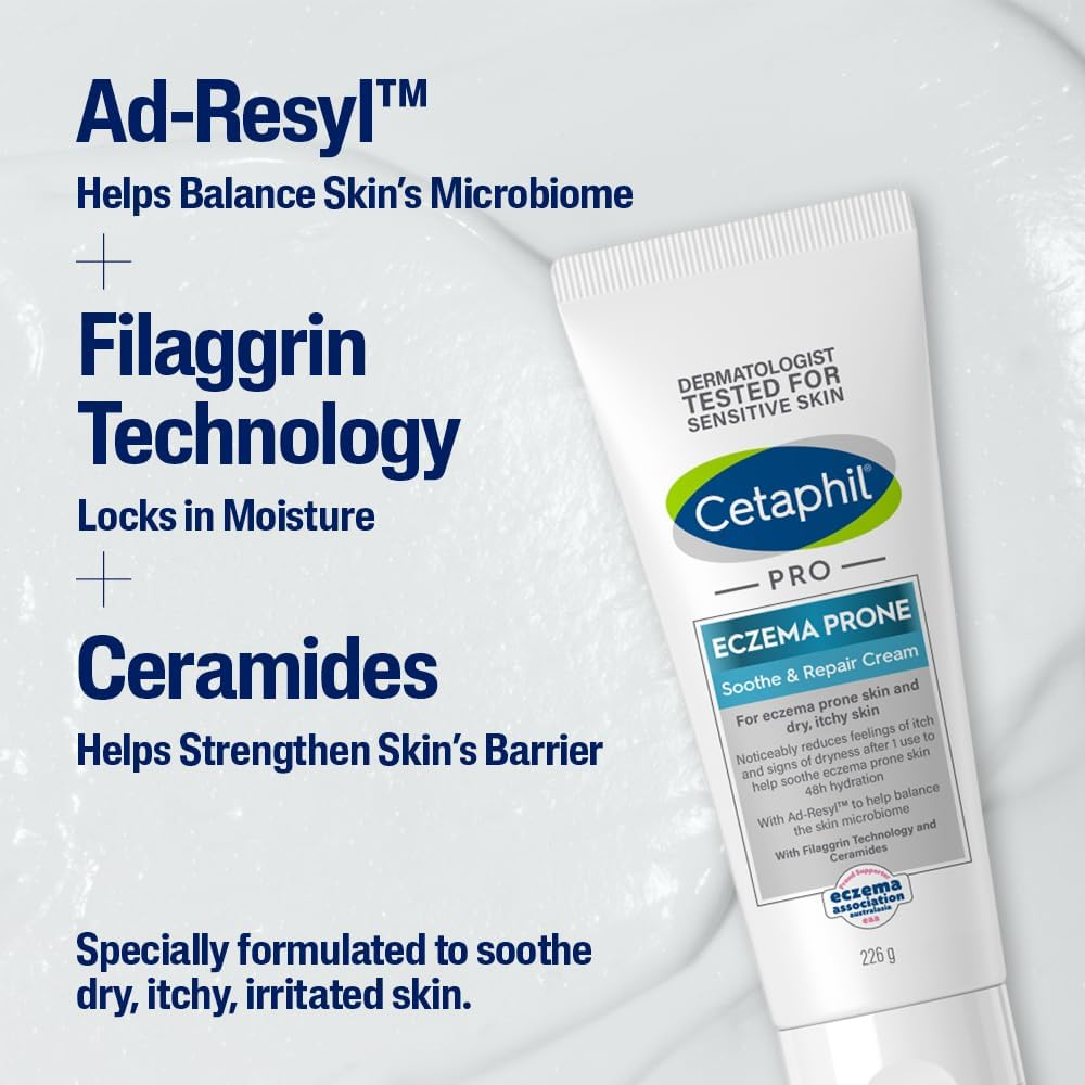 Cetaphil PRO Eczema Prone Soothe & Repair Cream 226G. with Ad-Resyl&trade;, Filaggrin Technology and Ceramides to Help Soothe and Repair Eczema-Prone Skin. Fragrance-Free, Non-Comedogenic, 48H Hydration. Dermatologist Tested for Sensitive Skin. image number 1