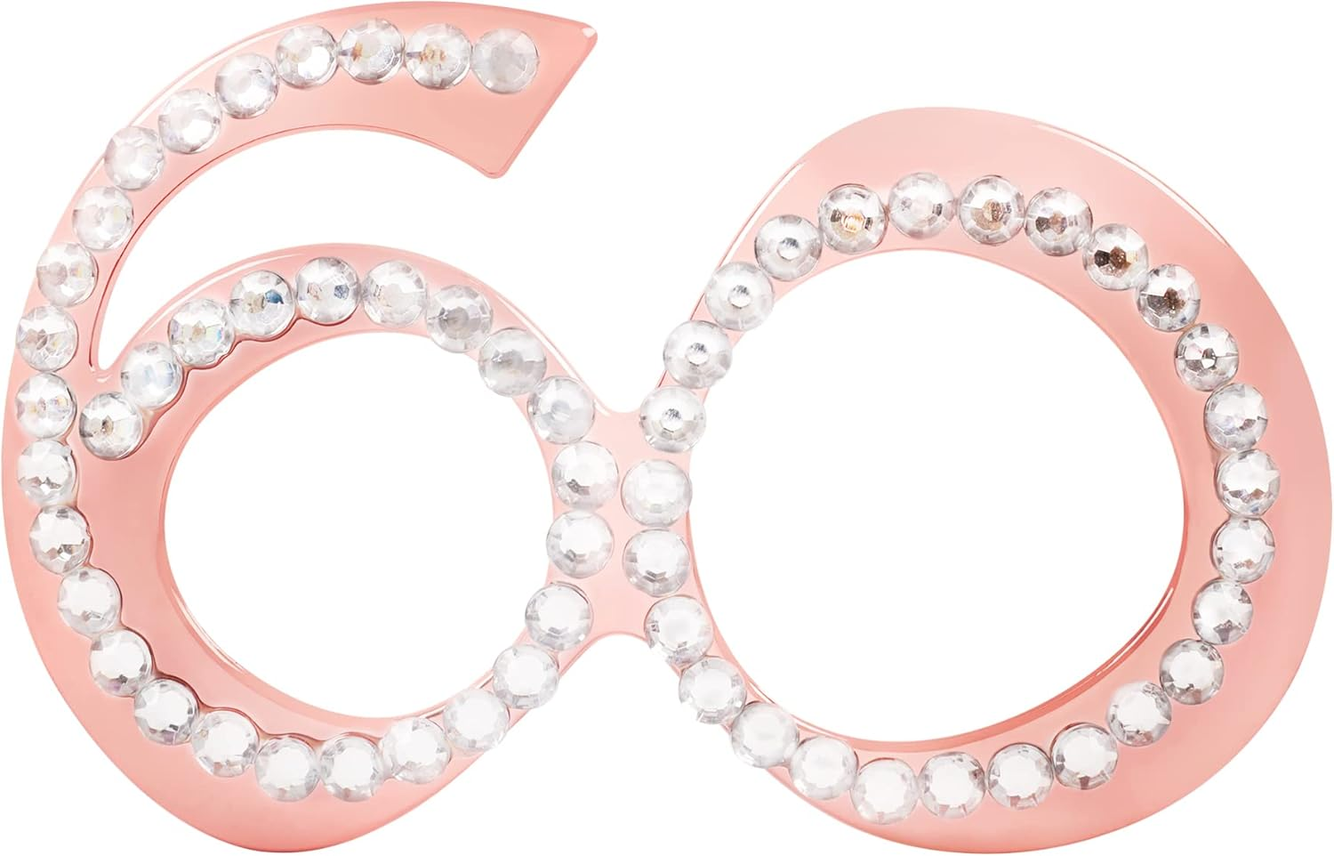 60Th Birthday Glasses - 6 Pairs Rose Gold 60 Years Old Glasses with Rhinestones Frame, Funny Plastic Costume Photo Booth Props for 60Th Anniversary Party Decorations image number 1