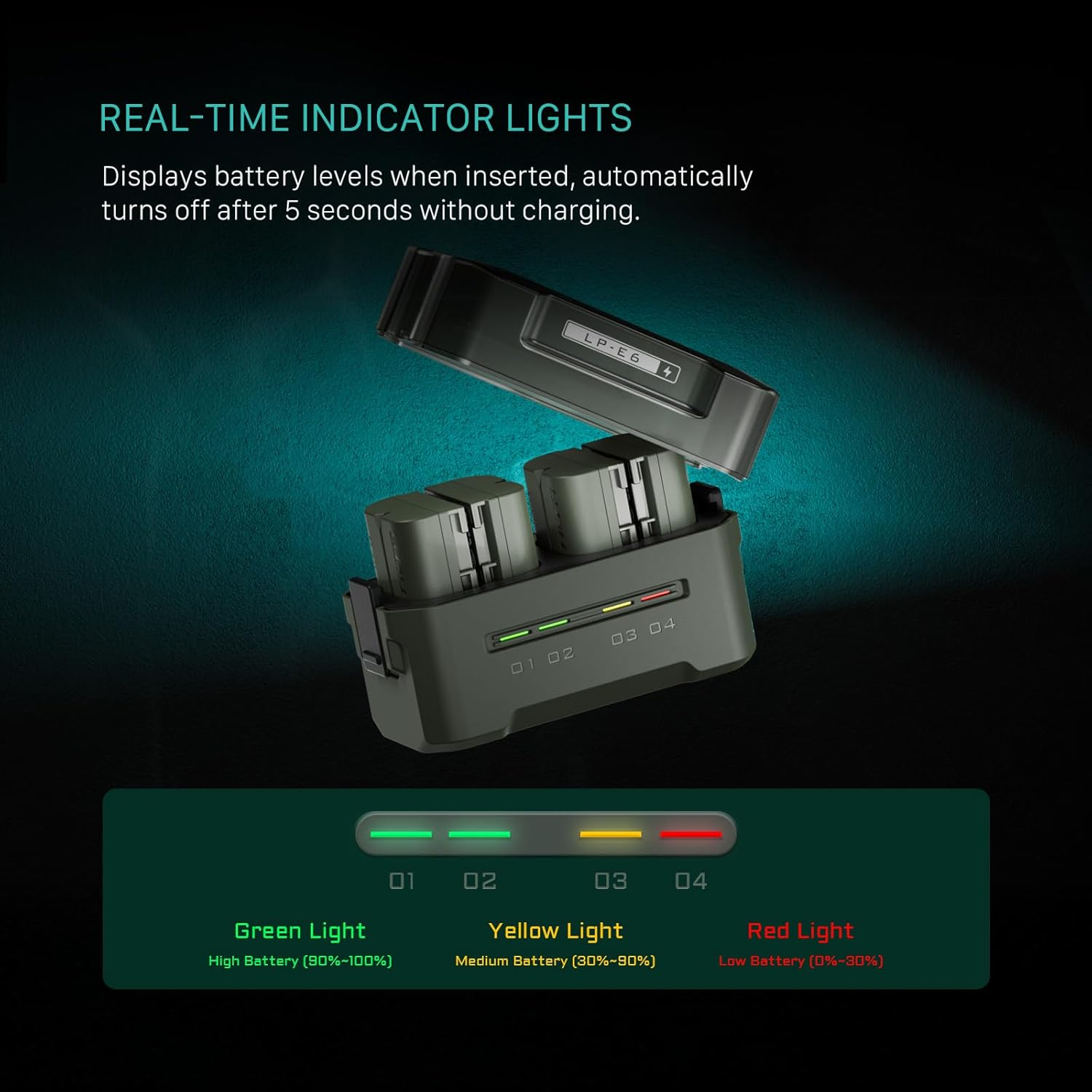 Tilta Portable Charging Station for LP-E6 (4 Channel) - Green image number 3