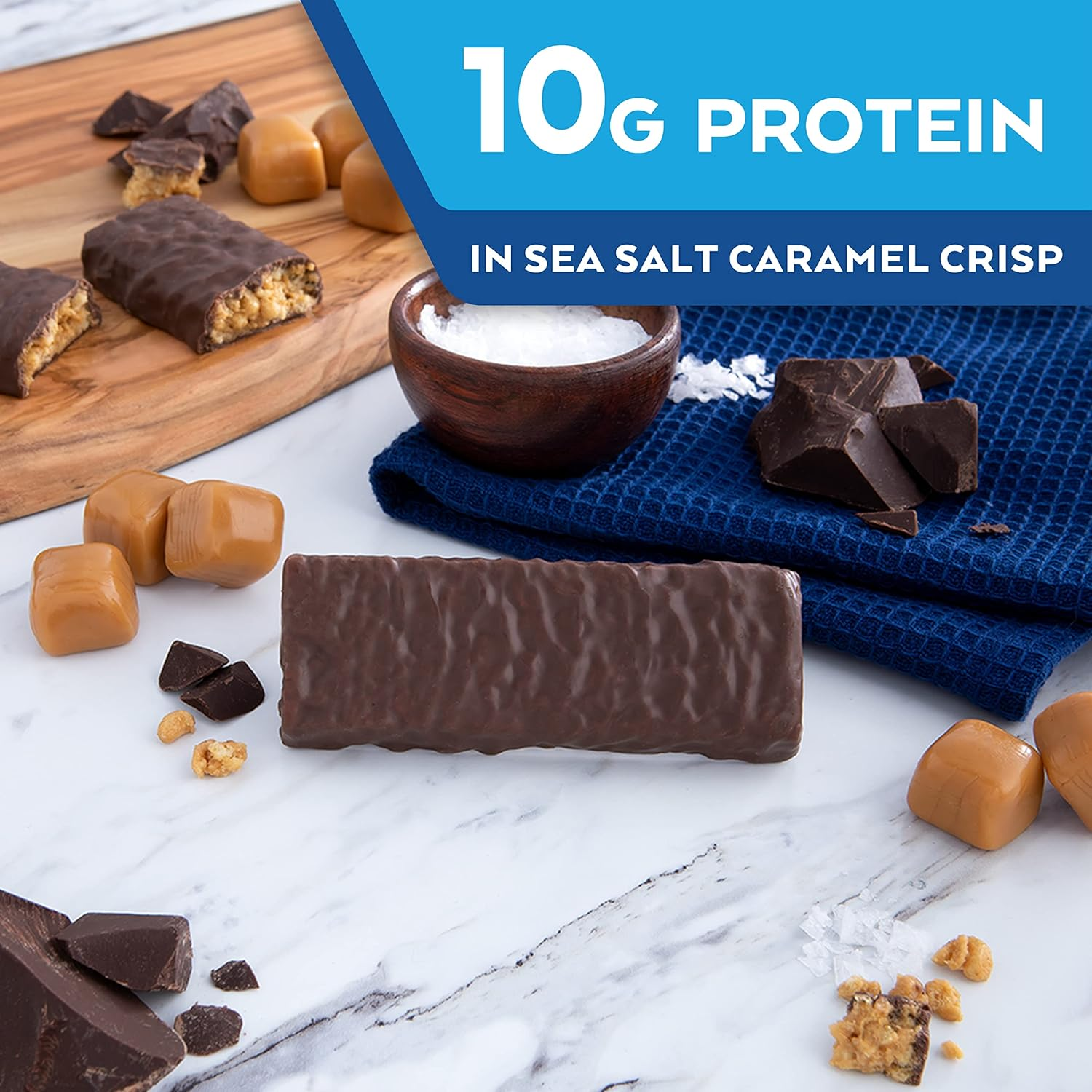 Atkins Sea Salt Caramel Crisp Bars, High Protein and Fibre, 185 G, Pack of 5 image number 4