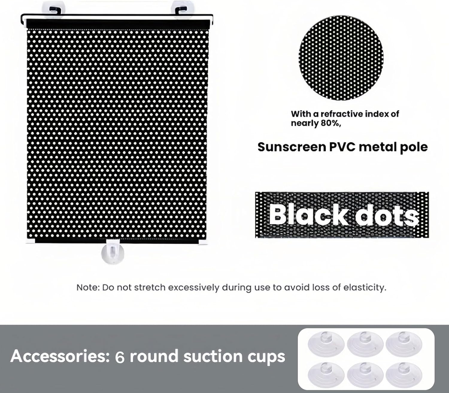 2Pcs Car Window Shades, 40&times;60CM Retractable Side Window Car Sun Shade for Baby, Side Window Effectively Blocks UV Rays & Heat, Roller Sunshade Visor Window Shade for Kids with 6 Suction Cups image number 2
