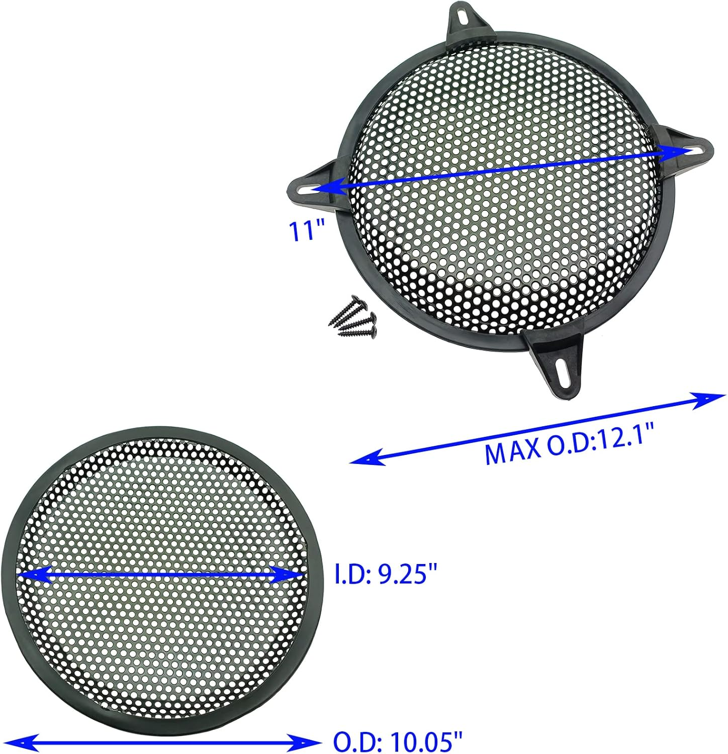 2 Pack 10 Inch Metal Mesh Speaker Grills Covers Subwoofer Grill Protective Case with with Mounting Screws for Home Audio Car Speaker [Fdxgyh,Black] image number 5