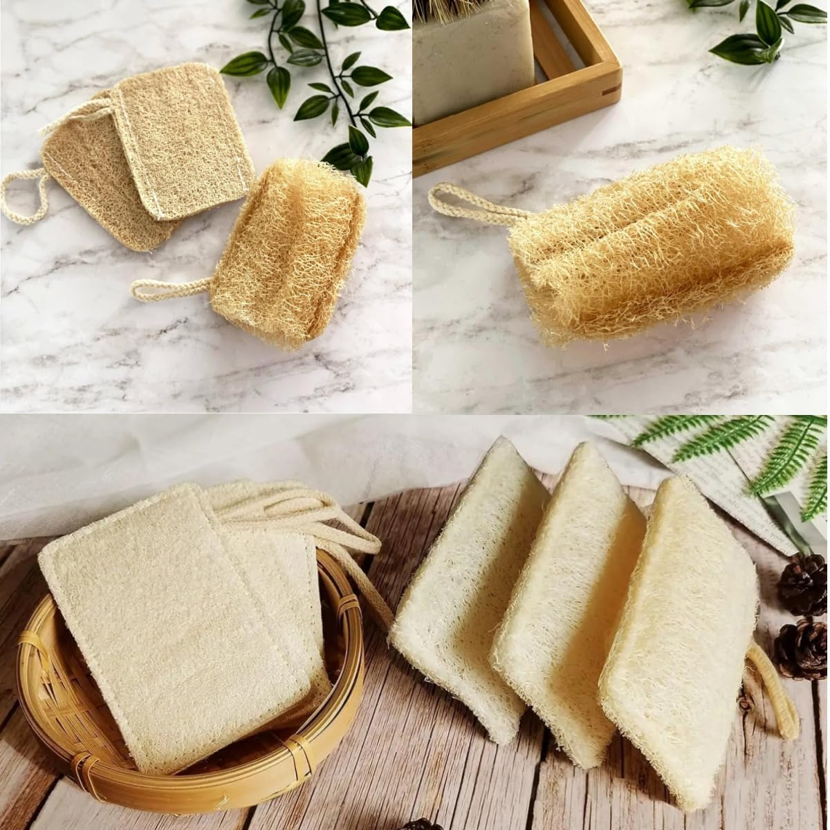 4 Pcs Multi-Purpose Multipurpose Loofah Sponge,Bath Spa Shower, Cleaning Exfoliating Sponge for Skin Care,Organic Kitchen Sponge,Soft Touch image number 5