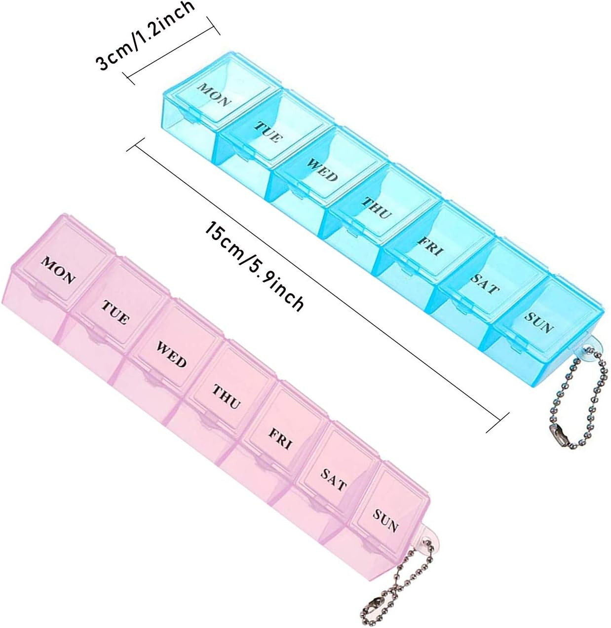 2 PCS Weekly Pill Organizer 7 Day Pill Box Organizer Medicine Box Tablet Dispenser Organiser Storage Case Portable Travel Pill Box Travel Medicine Organizer for Vitamin Fish Oil Supplements Medication image number 3