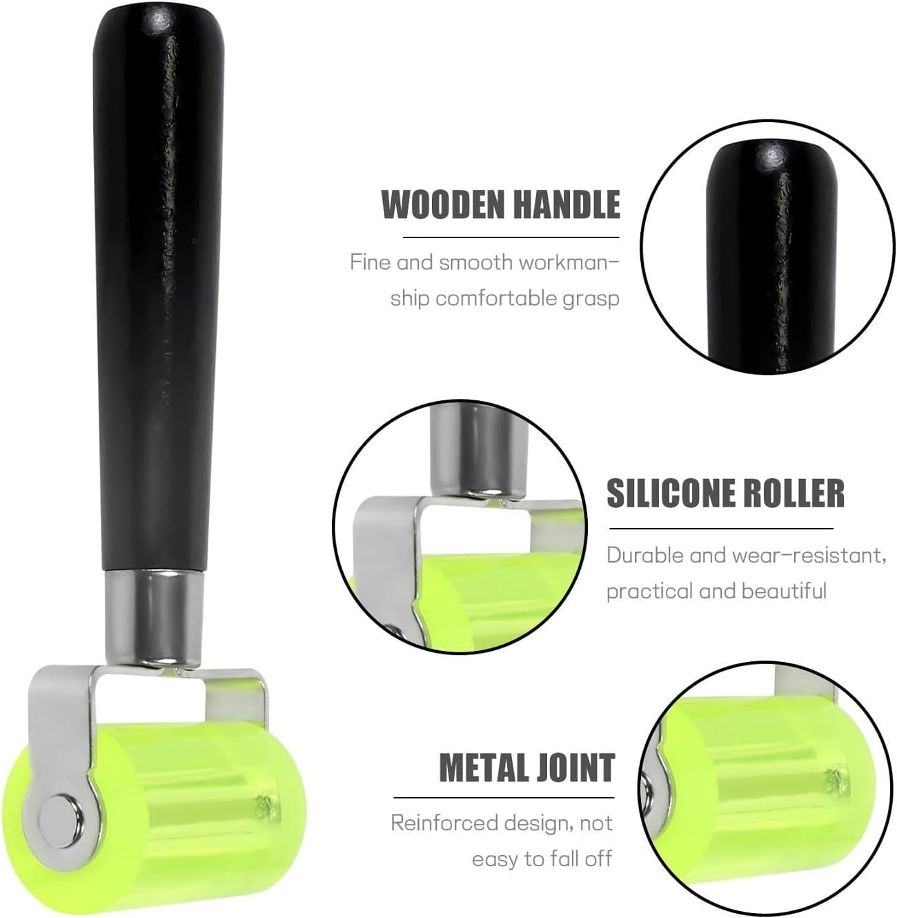 WADY 2 Pcs Car Sound Deadening Roller, Automotive Car Audio Sound Application Rolling Wheel, Noise Insulation Roller Seam Roller for Noise Filter Application Heat Abatement Mat Wallpaper (Black+Green) image number 4