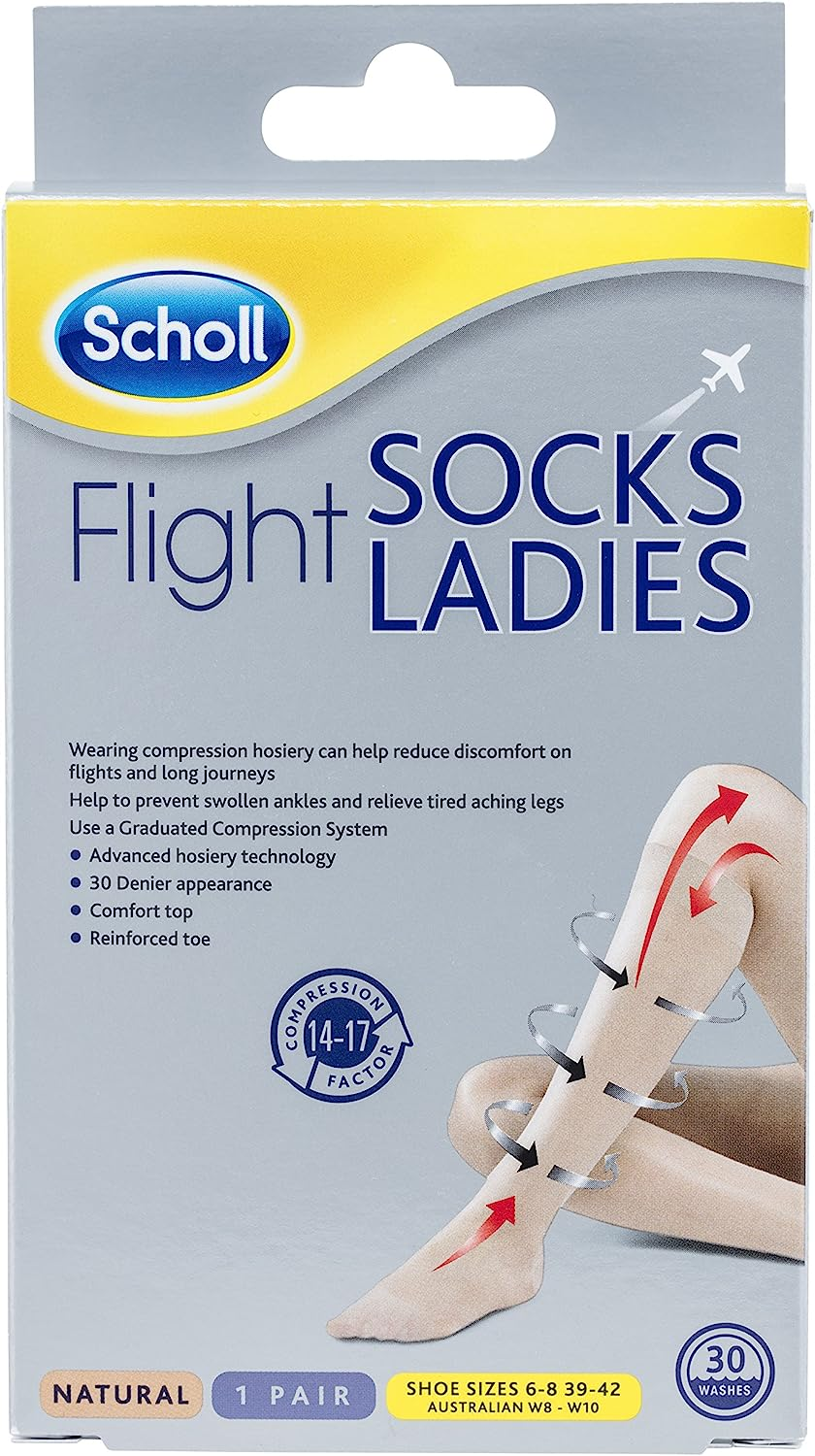 Scholl Flight Socks Compression Hosiery Ladies, Natural (8-10) image number 2