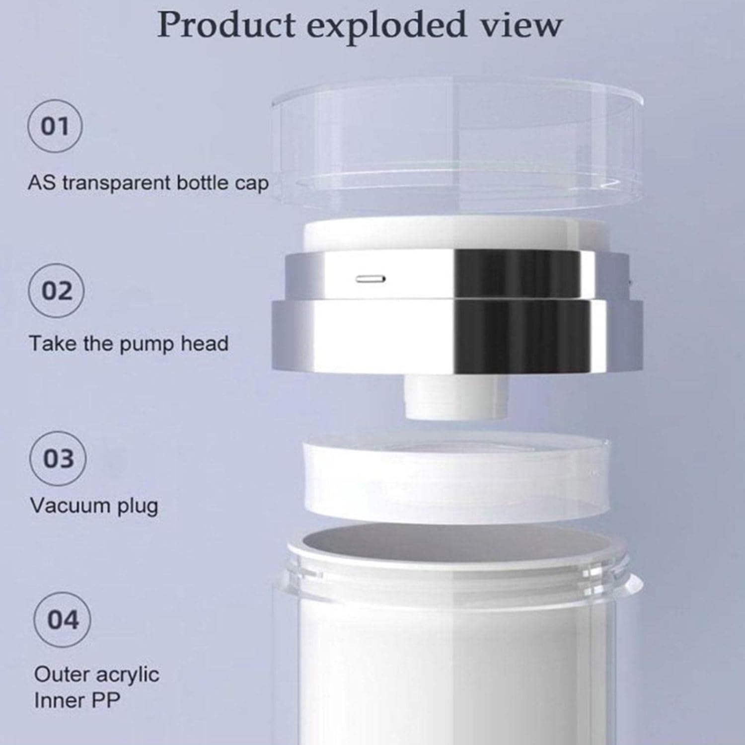 Cream Jar Vacuum Bottle, Airless Pump Jar Empty Refillable Travel Cream Bottle, Portable Lotions Creams Container, Moisturiser Pump Dispenser for Home Travel image number 2